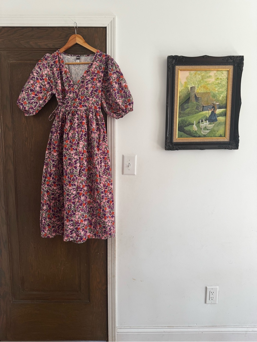 Women’s Fig Floral Puff-Sleeve Dress size Small - Picture 2 of 5